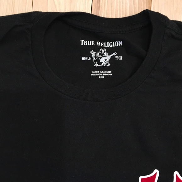 True Religion Men's Buddha Logo Print Tee T-Shirt in Black Size M - Picture 3 of 6